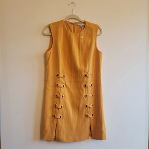 muted orange, 70s style jumper dress